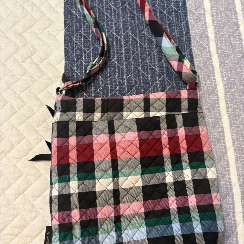 Vera Bradley Pink and Red Crossbody Bag with Plaid Design